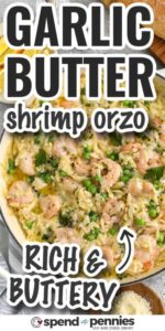 Česnakinio sviesto krevečių Orzo receptas